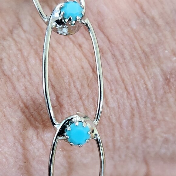 New Womens Silver Turquoise Bracelet Stocking stuffers - Picture 2 of 3